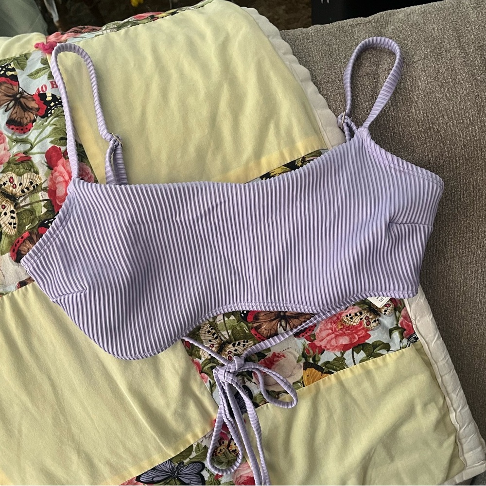 Hollister Lilac Ribbed Bikini Top